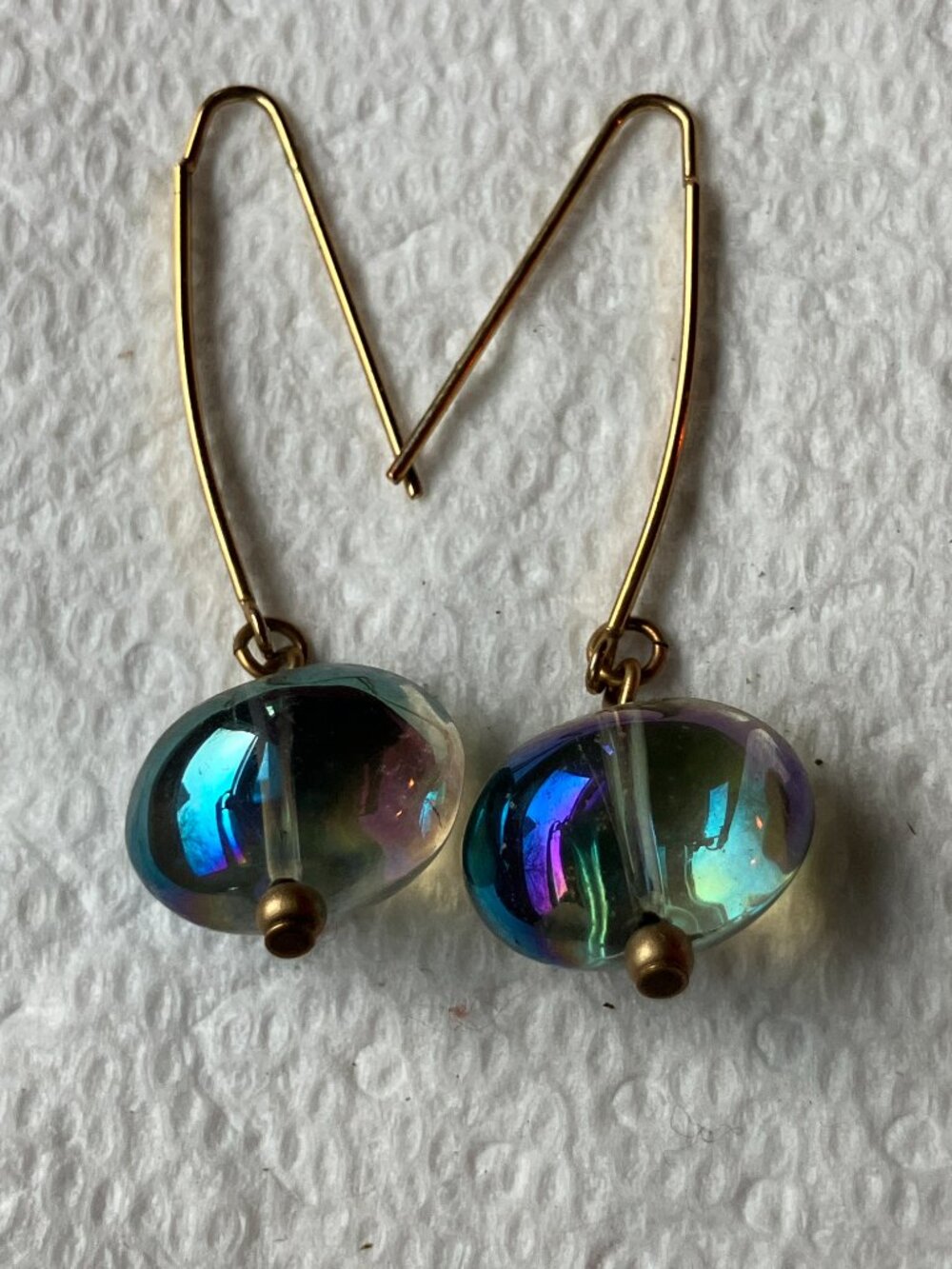 John Michael Richardson Iridescent Glass Jelly Drop Earrings